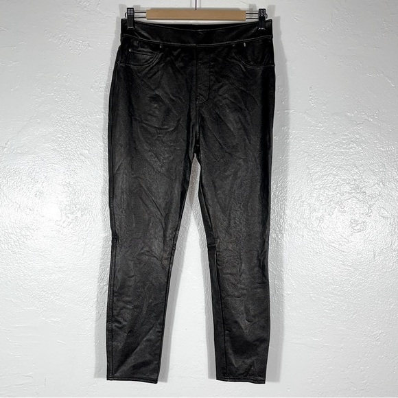 SPANX Pants - SPANX Women's Faux Leather-Like Ankle Skinny Pants - Black - Sz-M Petite (B404)